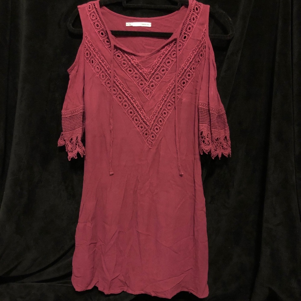Pink / Burgundy Off The Shoulder Dress